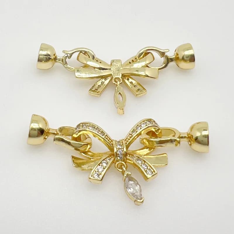 Accessoires de bijoux à bricoler soi-même, 1 pièce, avec ruban de chaîne de queue en zircone, bouton