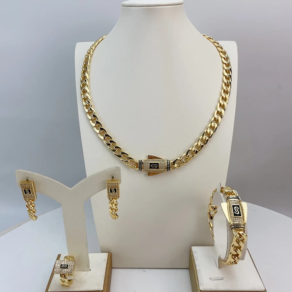 Ensemble de bijoux plaqués or de dubaï, grande chaîne, Style à la mode, collier pour femmes, cadeaux