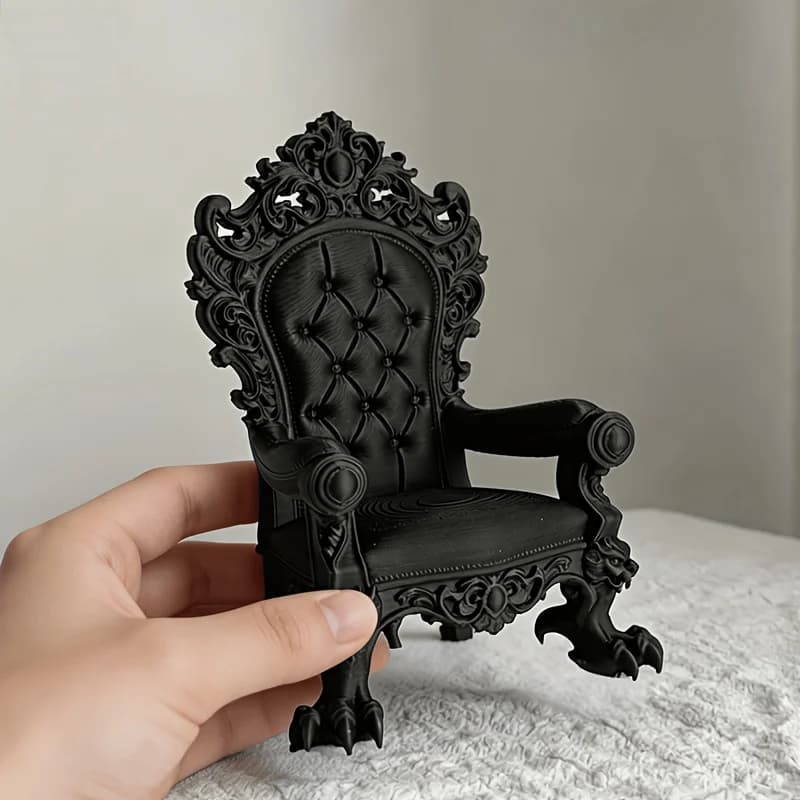 Trône de luxe 1 pièce – Style gothique – Marron foncé/noir avec accents dorés – Base stable – Idéal 