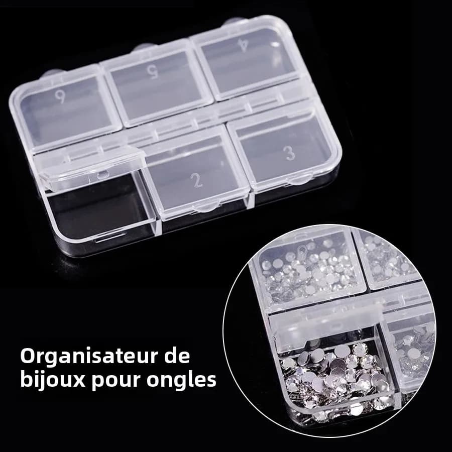 Boîte de rangement vide transparente, conteneur de bijoux pour pierres précieuses, strass, perles, d