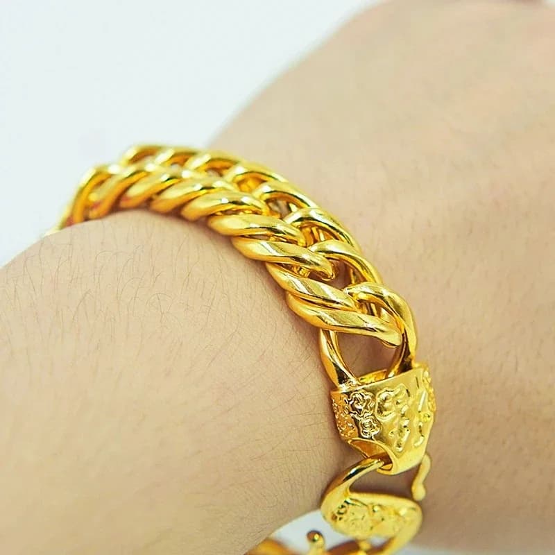 Bracelet en or 18 carats exquis pour homme, bracelet en or simple, bijoux exquis, cadeaux, bracelet 