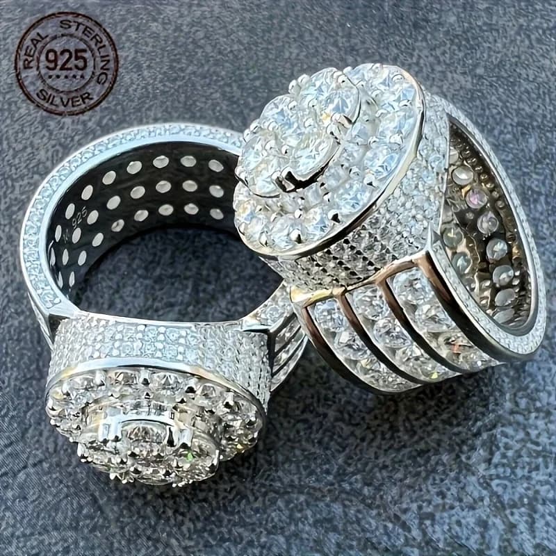 Bagues de luxe en argent Sterling 925 pour hommes, Hip Hop, Zircon glacé, Pinky, Punk, bijoux d'affa