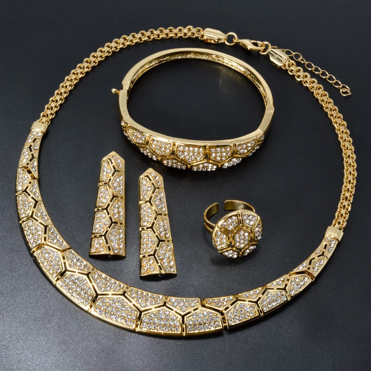 Ensemble de bijoux de mariage plaqué or pour patients oste nommée pour femmes, boucles d'oreilles cl