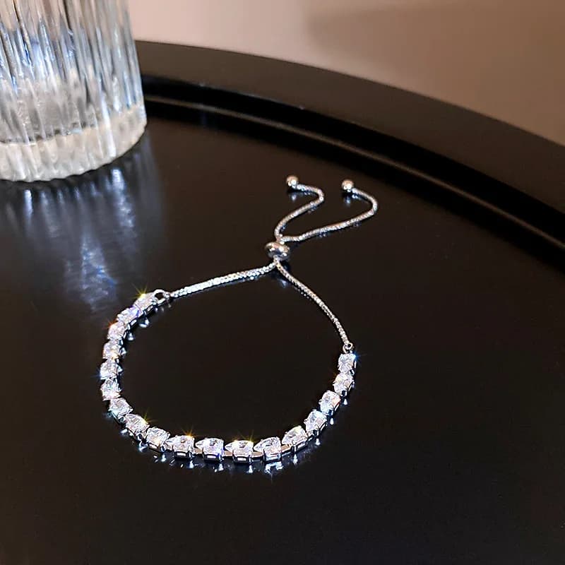 Bracelet réglable à géométrie ondulée, de luxe, à la mode, en cristal strass, pour femmes, bijoux de