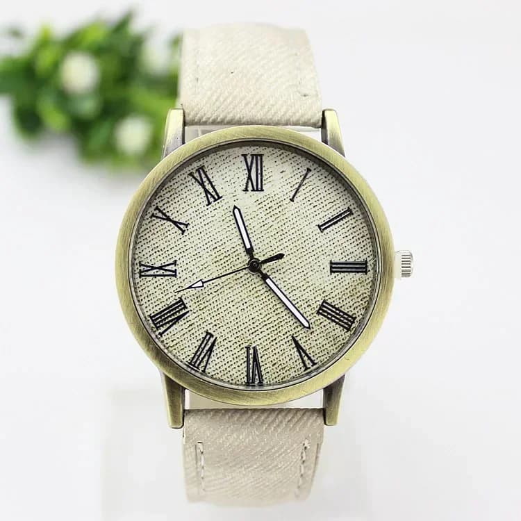 Nouvelle mode hommes montre à Quartz décontractée femmes Jean tissu bracelet en cuir robe montres Re