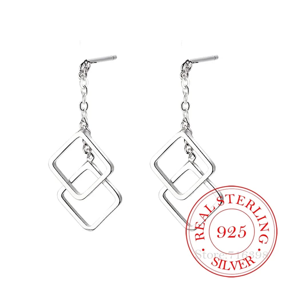 Gemoétrique rond carré boucles d'oreilles pour femmes 925 en argent Sterling boucles d'oreilles de m