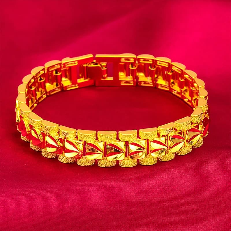 JOBracelets à Maillons en Or Jaune pour Homme, Boîte de 12mm, Bijoux Hip Hop, Cadeaux