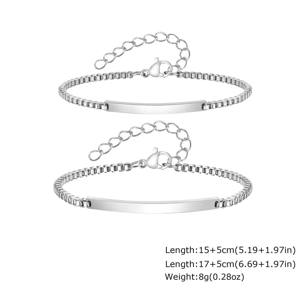 Bracelets personnalisés avec texte pour femmes et hommes, bracelets simples en acier inoxydable grav