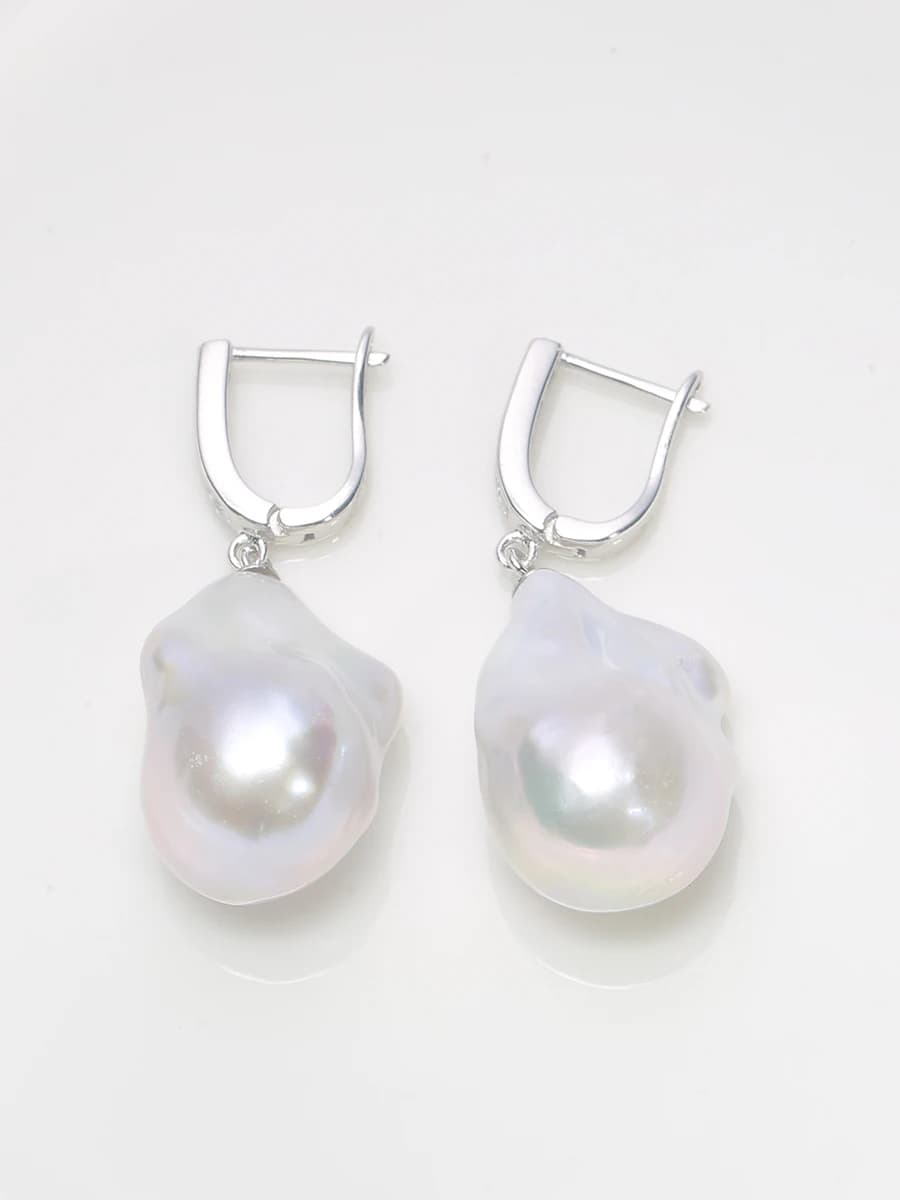 Jane bijoux 925 argent sterling 100% naturel d'eau douce Baroque perle boucles d'oreilles INS bijoux