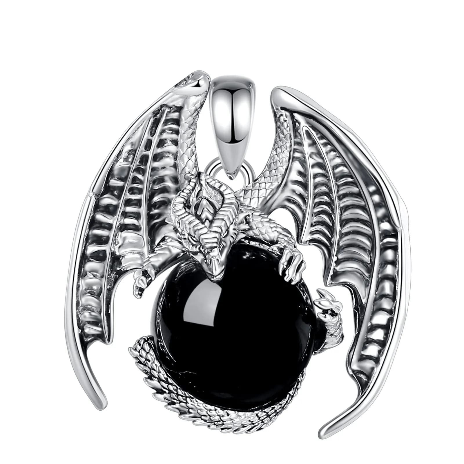 Eudora-Collier Boule Obsidienne Gragon, Vintage Punk, Pierre de Guérison Énergétique, Pendentif en C