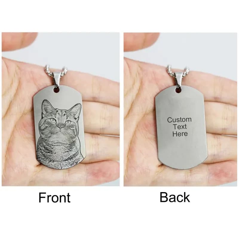 Collier Photo personnalisé avec Photo gravée au Laser, pendentif avec texte, bijoux en acier inoxyda