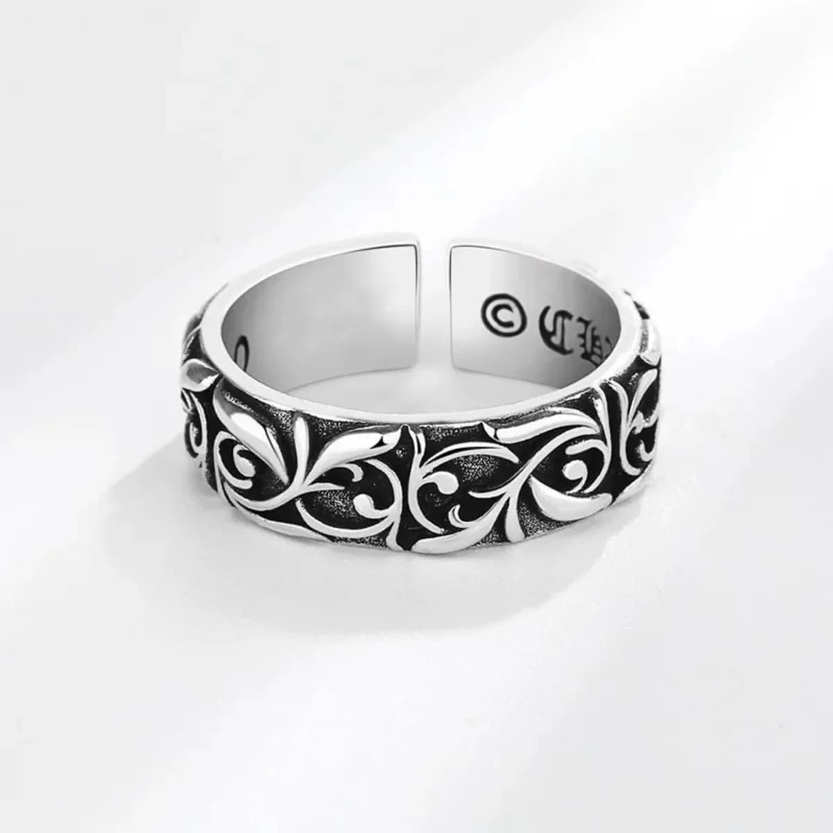 Bague unisexe en argent style vigne éternelle, punk gothique vintage, ouverte, faite à la main, bijo