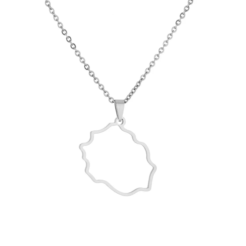 Collier pendentif carte de l'île de la réunion française, bijoux en acier inoxydable, cadeau pour fe