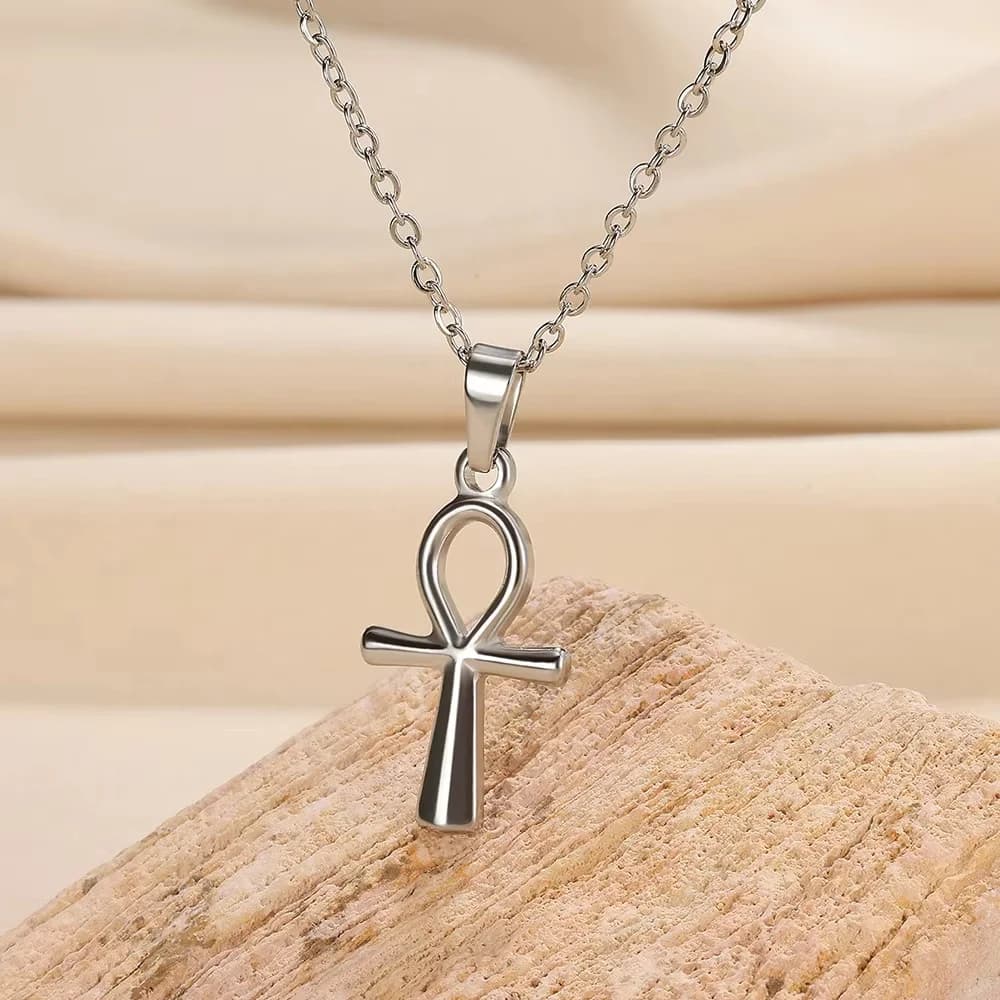 Collier Pendentif Croix en Acier Inoxydable, Style Ancien, Hip Hop, Religion Égyptienne, Ankh, Cruci