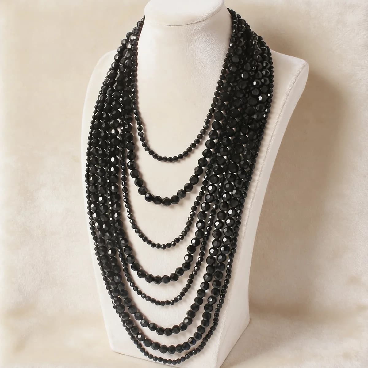 Collier multi-couches style bohème noir perlé pour femme, accessoire de bijouterie transfrontalier t