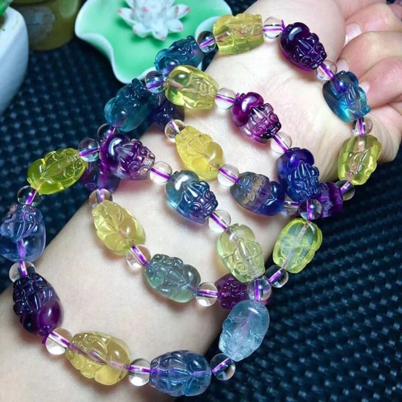 Bracelet de perles en Quartz Fluorite pour hommes et femmes, bijoux en Quartz clair, coloré, violet,