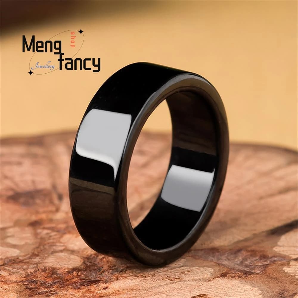 Bagues de couple à l'encre de jadéite naturelle pour hommes et femmes, bijoux authentiques, breloque