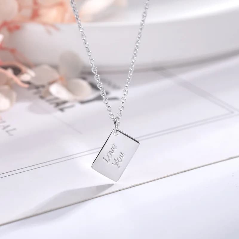 Collier Médaillon Enveloppe avec Message Caché, Pendentif, Bijoux, Or, Rose, Argent, Document Love Y