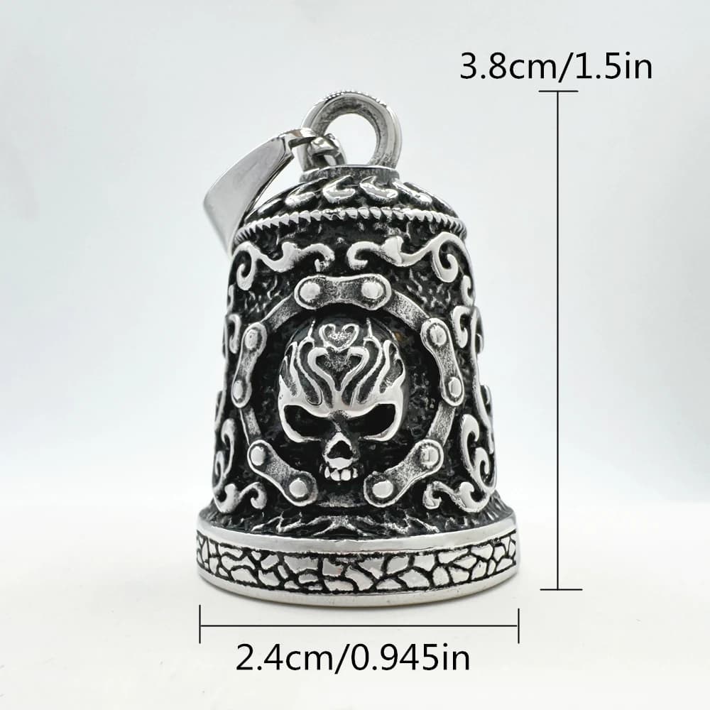 Pendentif cloche crâne roi, bijoux en acier inoxydable 316L, Punk Biker Jingle Bell squelette penden