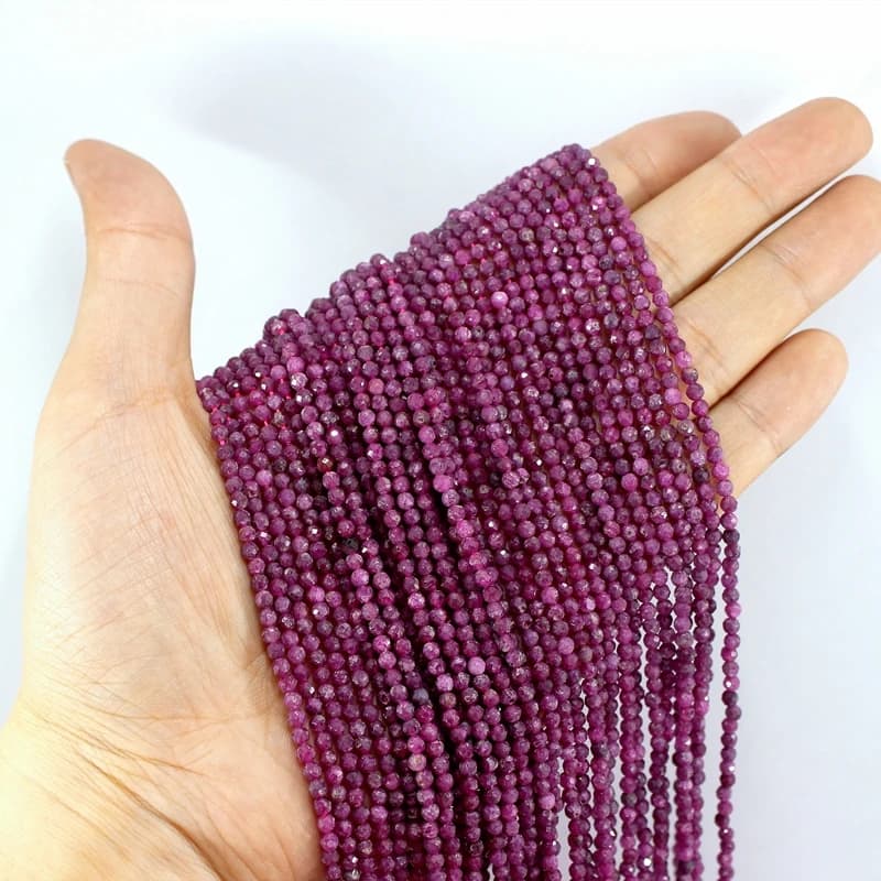 Rubis naturel à facettes 2 3 4MM, Micro petites graines rondes, pierres précieuses pour la fabricati