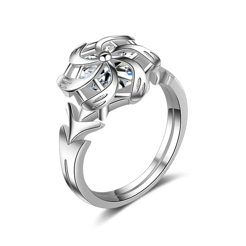 Bague de mariage couleur argent pour femmes et hommes, bague en forme de moulin à vent Galadriel Nen