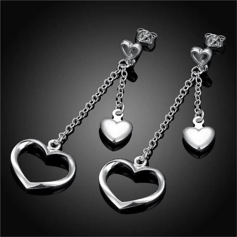 Bijoux de saint-valentin 100% en argent Sterling 925 véritable, Double couche, boucles d'oreilles à 