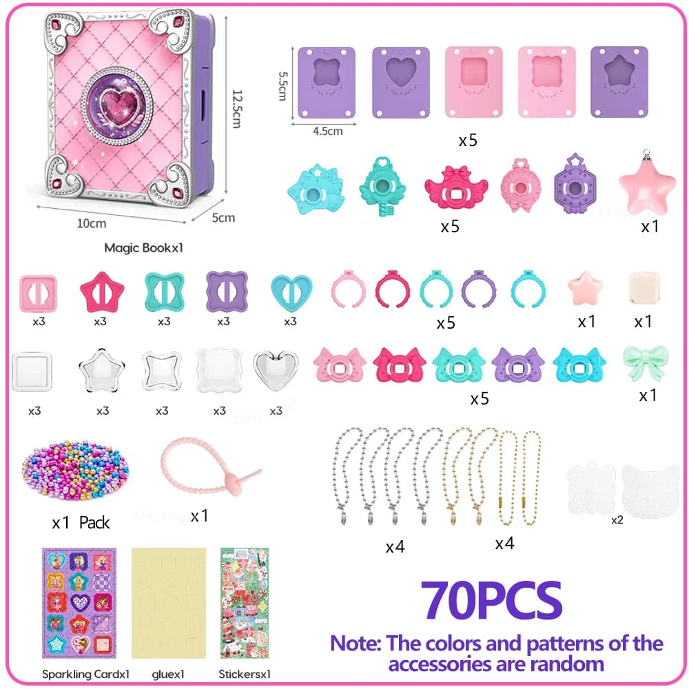 Chriyungel Kit de fabrication de bijoux à bricoler soi-même pour filles Bracelets magiques 3D bagues