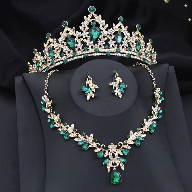 Parures de bijoux Princesse Couronne Rose pour Femme – Diadèmes, Colliers et Boucles d'oreilles pour