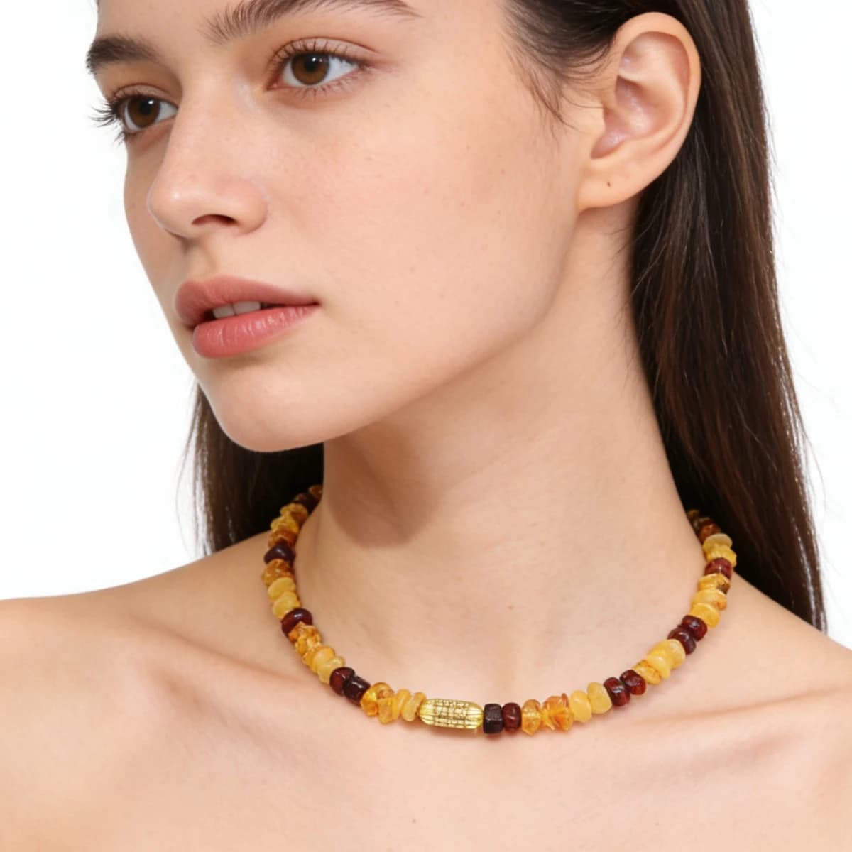 Collier en cire d'abeille ambre naturelle, classique, mode, chaîne de pull en pierre naturelle, unis