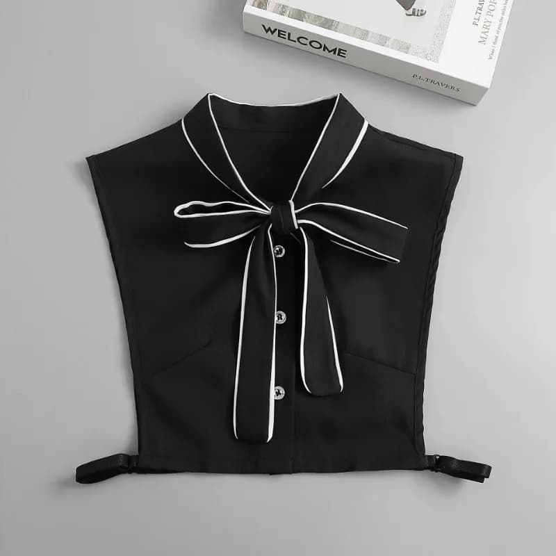 Faux col à revers blanc pour femmes, col détachable, ras du cou décoratif en mousseline de soie, acc