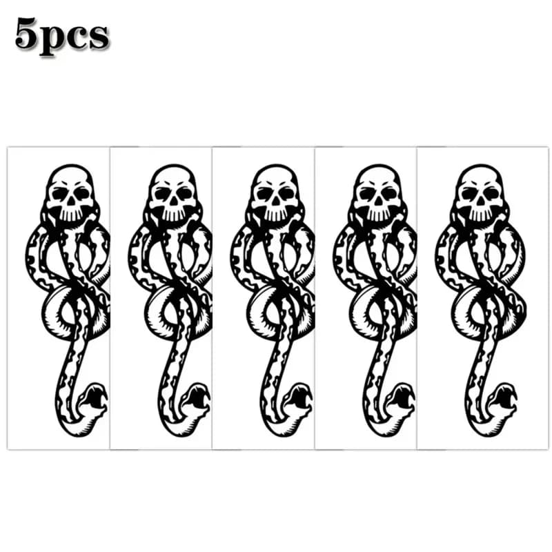 5 pièces mangeoires de mort marque sombre imperméable temporaire tatouage autocollant crâne serpent 