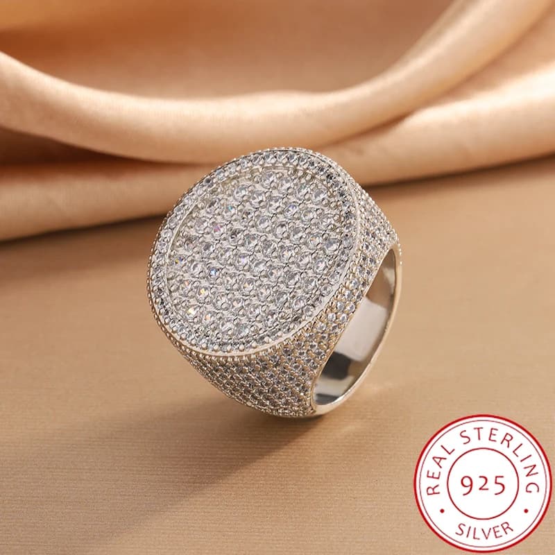 Bijoux luxueux entièrement sertis de diamants - Bague en zircon tendance et brillante, bague pour fe