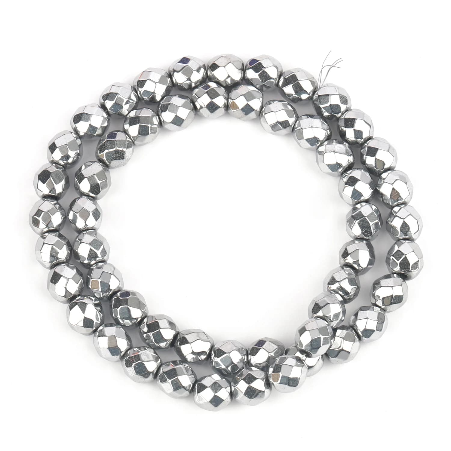 Perles d'hématite à facettes naturelles, 2/3/4/6/8/10mm, rondes plaquées or et argent, amples, pour 