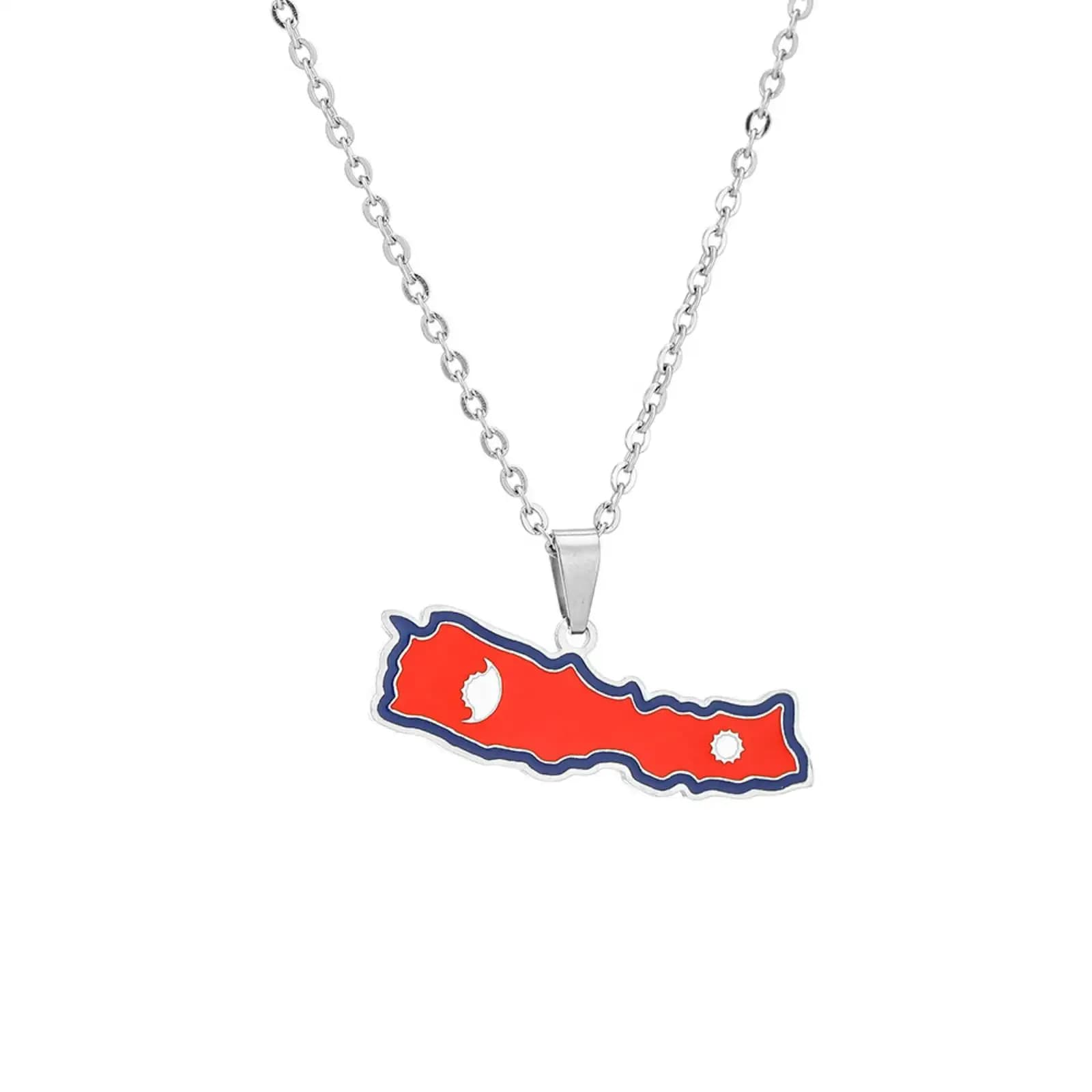 Collier pendentif drapeau carte du népal pour femmes et hommes, bijoux en acier inoxydable, cadeau e