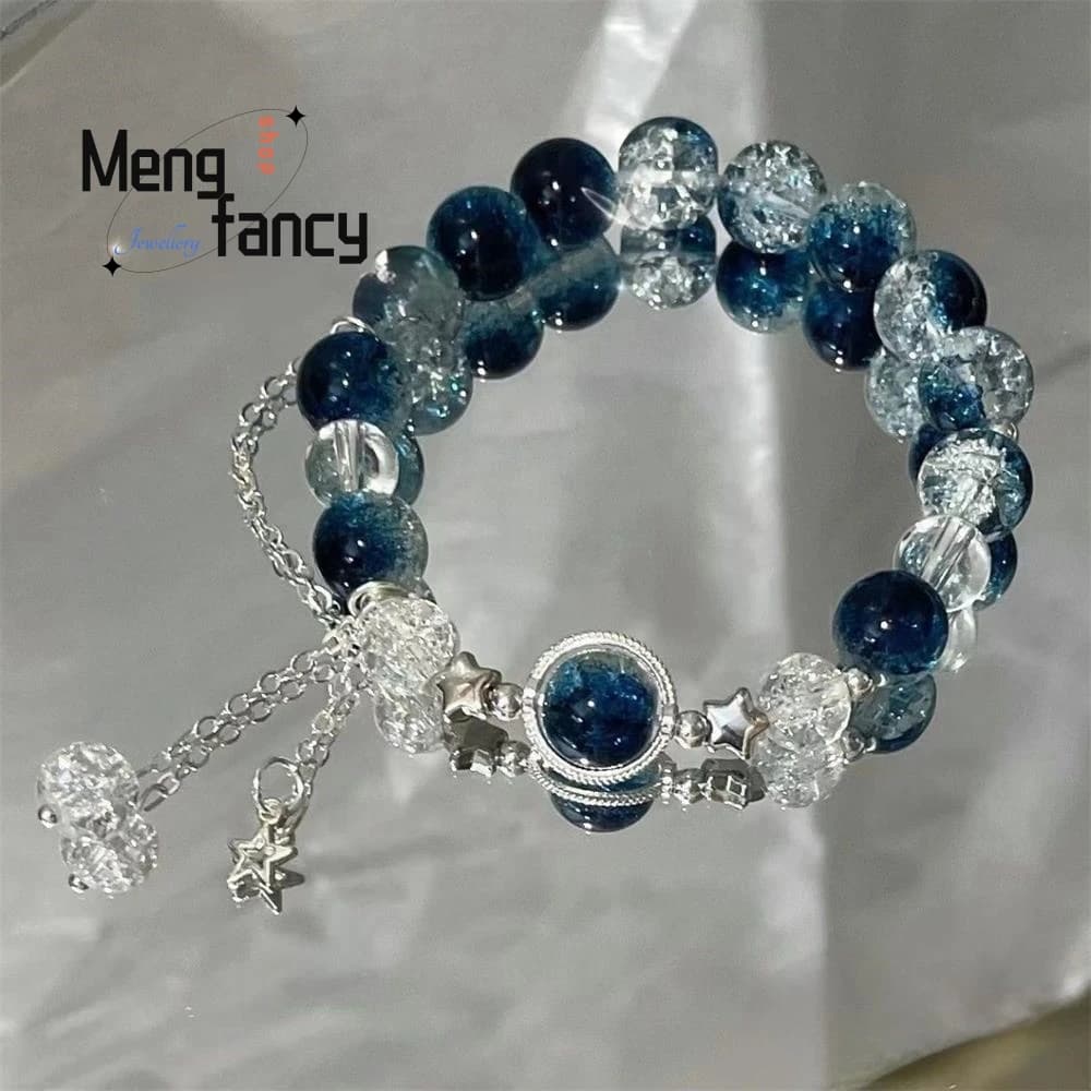 Bracelet en obsidienne noire naturelle, cheveux noirs, cristal, voie lactée, exquis, bijoux à la mod