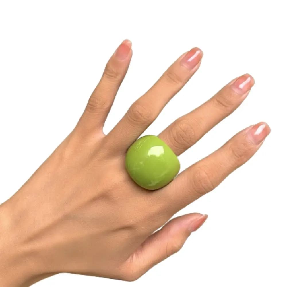 Bague en acrylique exagérée, couleur bonbon classique, géométrique, en résine, grande dôme, simple, 