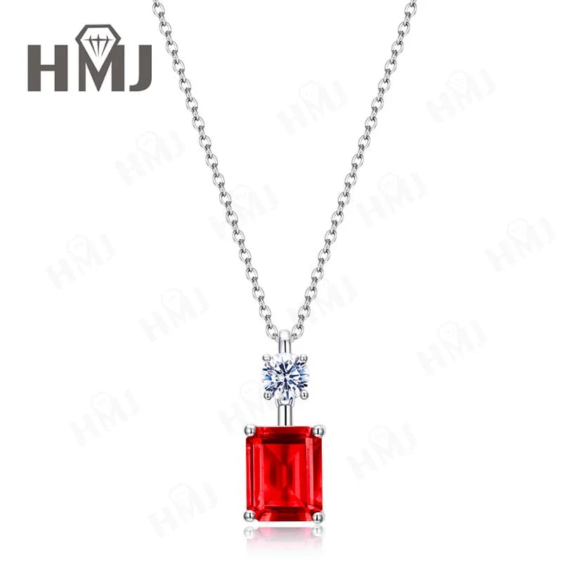 Collier en argent sterling 925 avec pendentif émeraude de Colombie cultivée en laboratoire de 1,5/2 