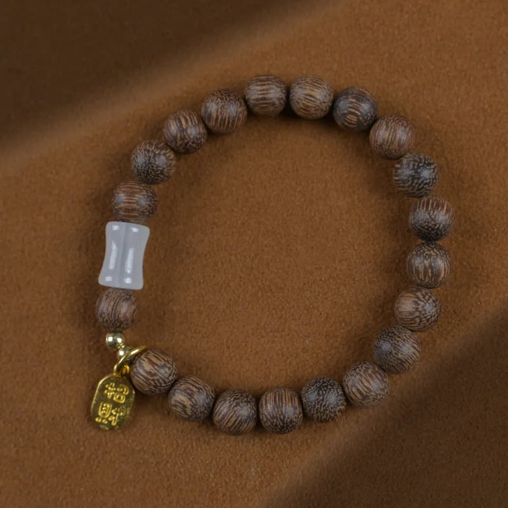 Bracelet en bois d'agar Nha Trang du Vietnam, ancien matériau, baril en bois coulable, perle, cercle