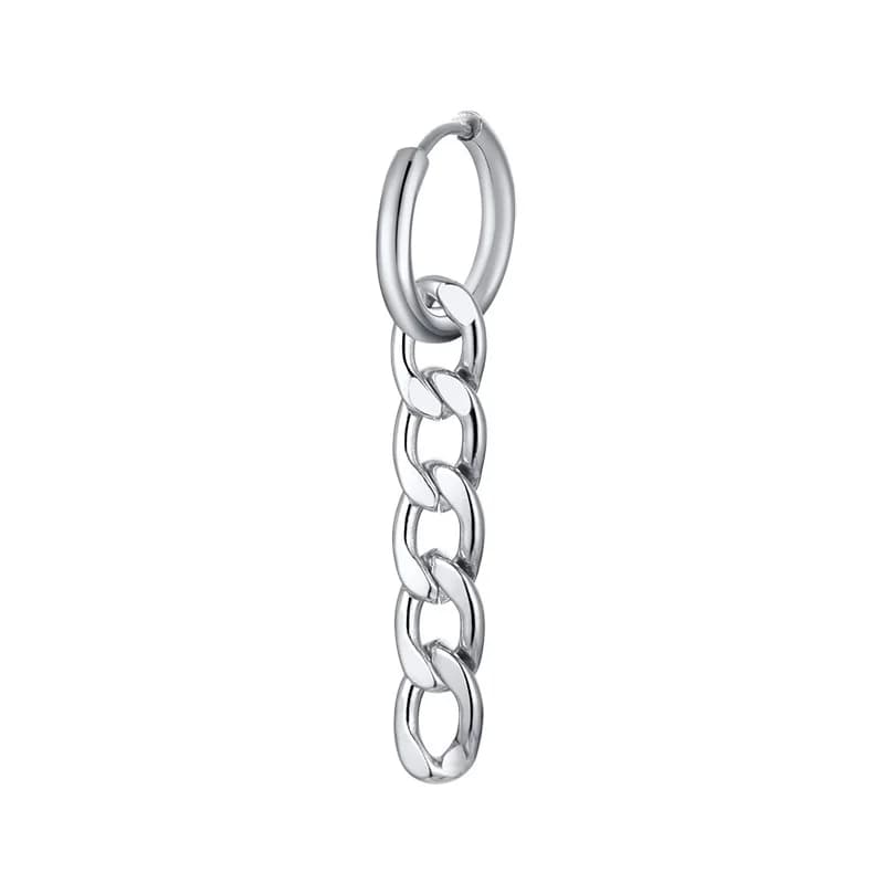 Boucles d'oreilles pendantes en chaîne Rock Punk pour femmes, ne se décolore jamais, couleur argent,