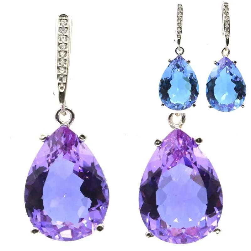 Ensemble de bijoux 35x13mm, achetez-en 4, obtenez-en 1 gratuit, goutte de Zultanite, couleur changea