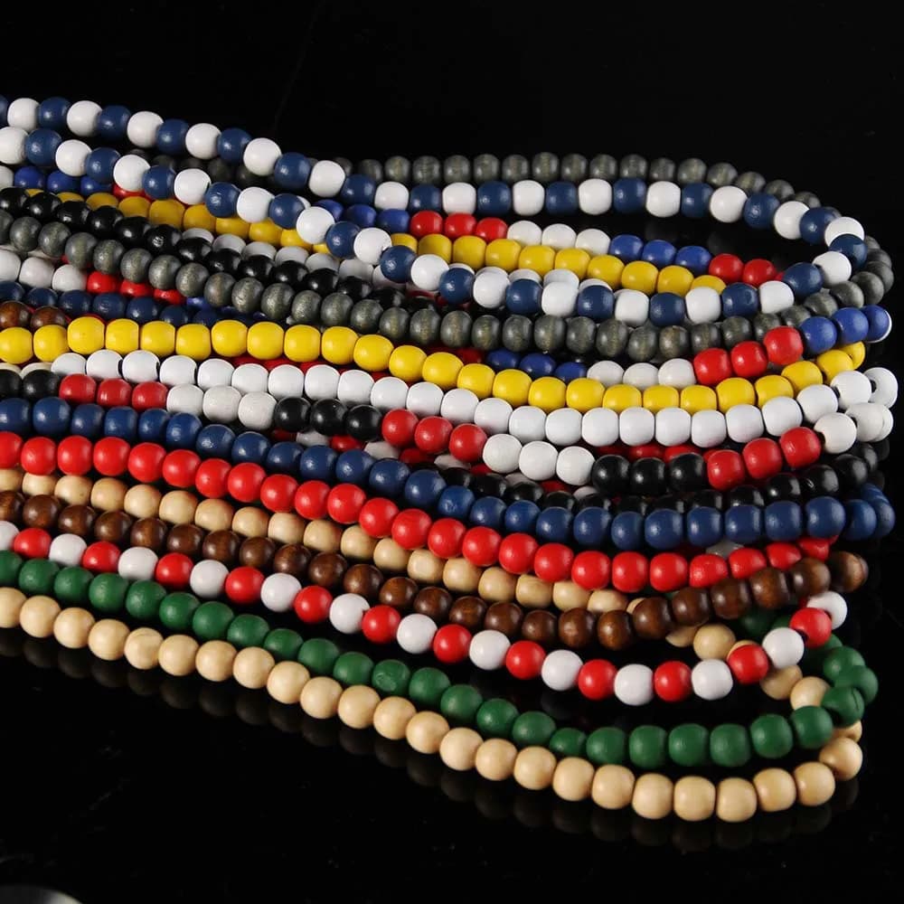 Collier de perles en bois Hip Hop pour hommes, style rock, bijoux longs, accessoires de bricolage, cadeau de fête pour hommes
