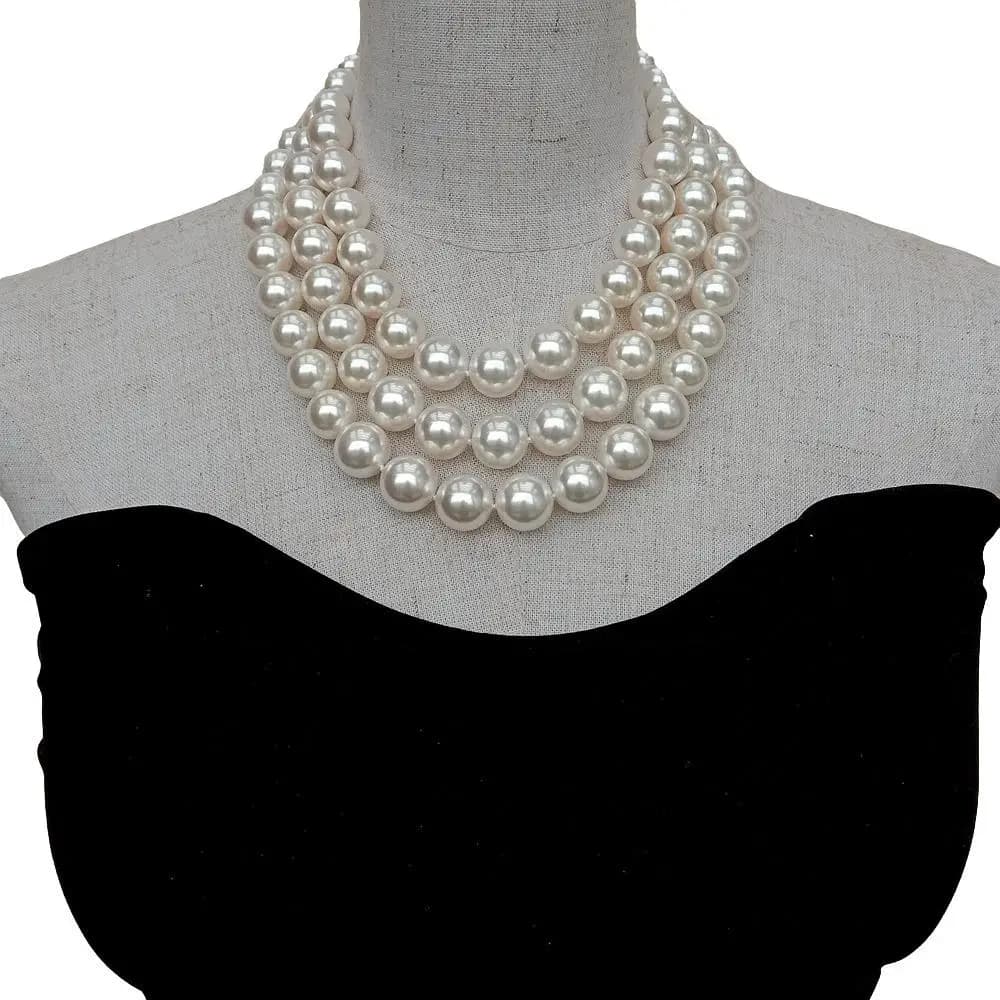Y · YING – collier à 3 rangées de perles de coquillages blancs, collier gradué, bijoux multicouches