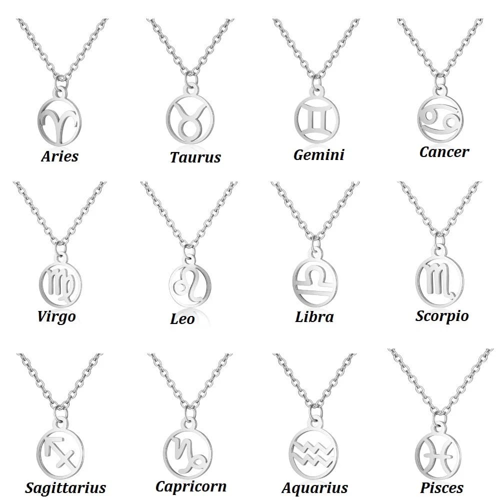 Oly2u acier inoxydable étoile signe du zodiaque 12 Constellation colliers ras du cou pendentifs bélier balance lion Collier cadeau d'anniversaire