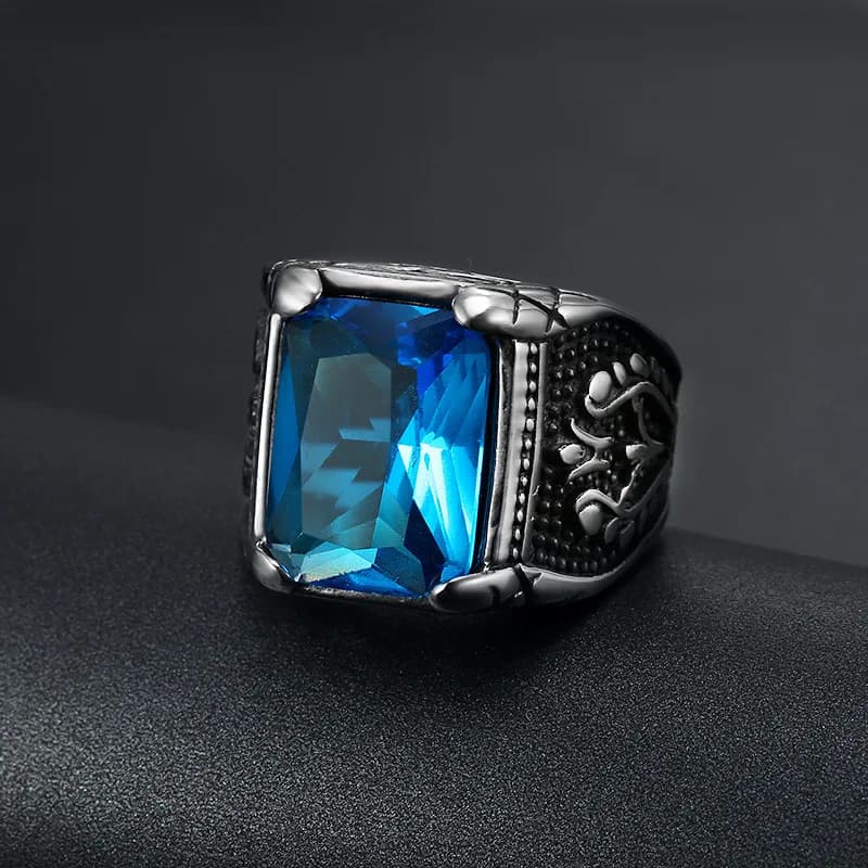 Oral alière en pierre semi-pride pour homme, couleur argent, rouge, bleu, acier inoxydable, bijoux, accessoires