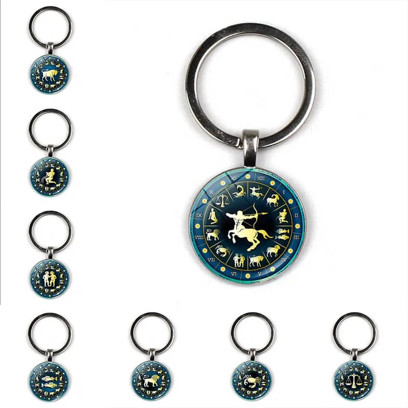 Porte-clé en forme de signe du zodiaque, bijoux, 12 constellations, pour hommes et femmes
