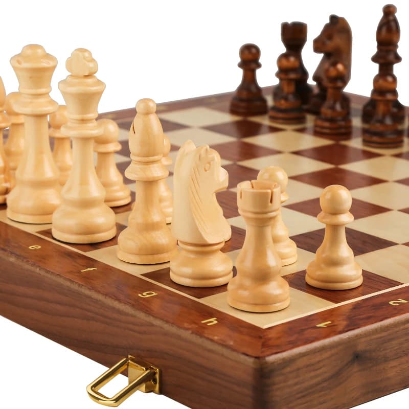 Jeu d'échecs en bois de qualité supérieure, pliable, grand format 39*39cm, pièces en bois massif, échiquier traditionnel classique fait main, jeu de société cadeau