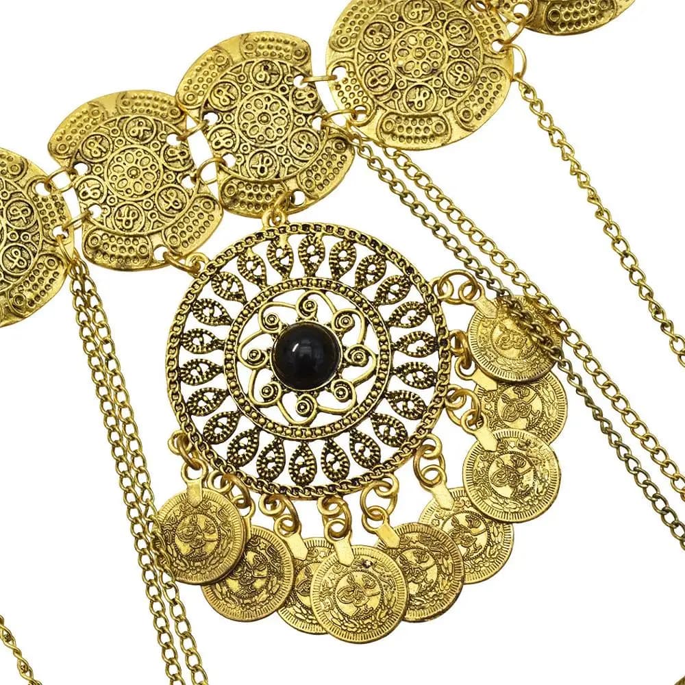 Accessoires de Costume de danse pour femmes, ceinture de taille, chaîne de ventre, bijoux de corps, swag, strass médaillon, pièces de monnaie en métal, ceinture de ventre