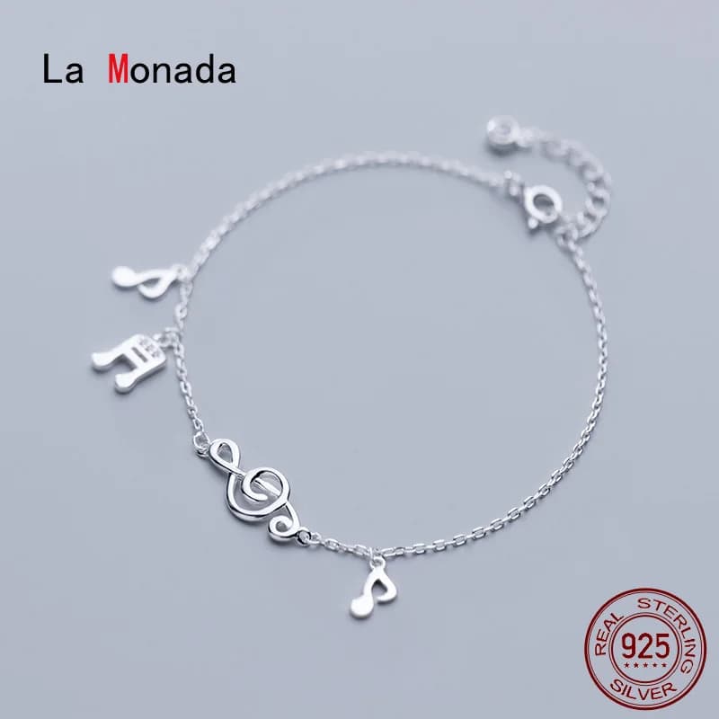 La Monada-Bracelet en Argent Fin 925 pour Femme, Bijoux Minimalistes, Note de Musique, Joaillerie Féminine