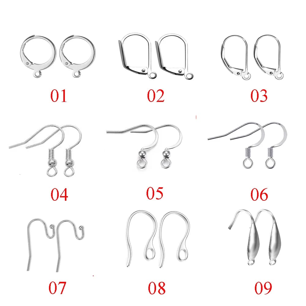 100 pcs/lot (50 paires) en acier inoxydable bricolage boucles d'oreilles résultats fermoirs crochets fabrication de bijoux accessoires fil d'oreille