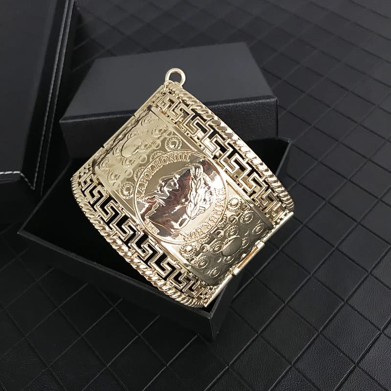 Bracelet en métal vintage français Napoléon pour homme et femme, bijoux de marque, tête humaine, pièce de monnaie, bracelets de couple, design fin